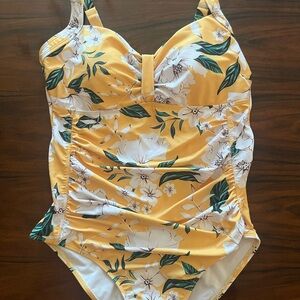 Floral Yellow One-Piece Swimsuit